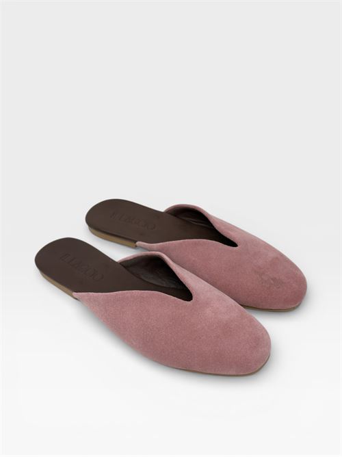 Sabot in suede rosa cipria dal design minimal IL LACCIO | 1918SUEDEBARBIE